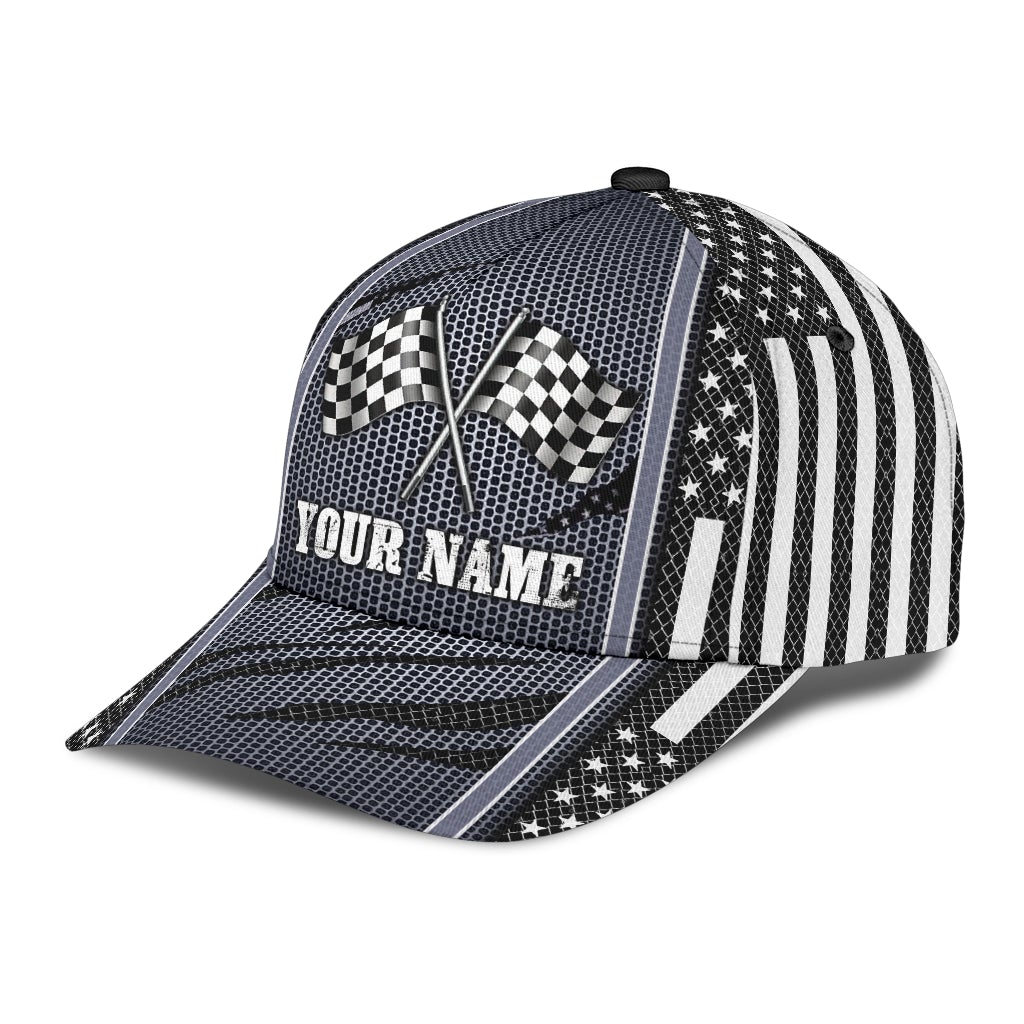 Custom Racing Net Pattern Personalized Name Classic Cap For Coastal Trips Outdoor Activities And Gift Giving
