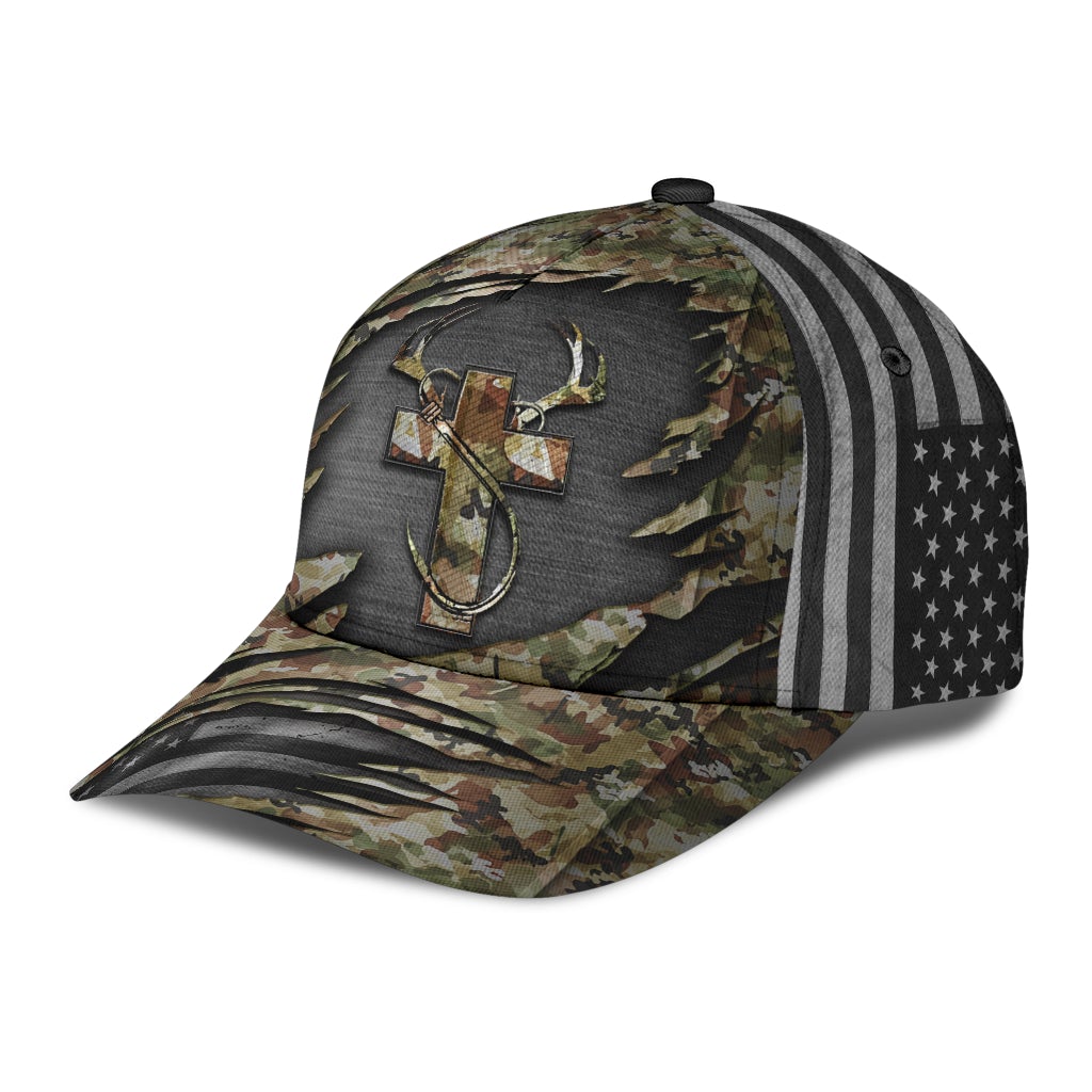 Faith Hunting Fishing Camo Classic Cap For Festivals Vacations Outdoor Fun And Daily Comfort