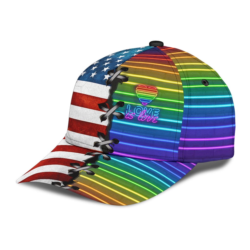 Love Is Love US Flag Pride Classic Cap For Parties Vacations And Relaxed Daily Outfits