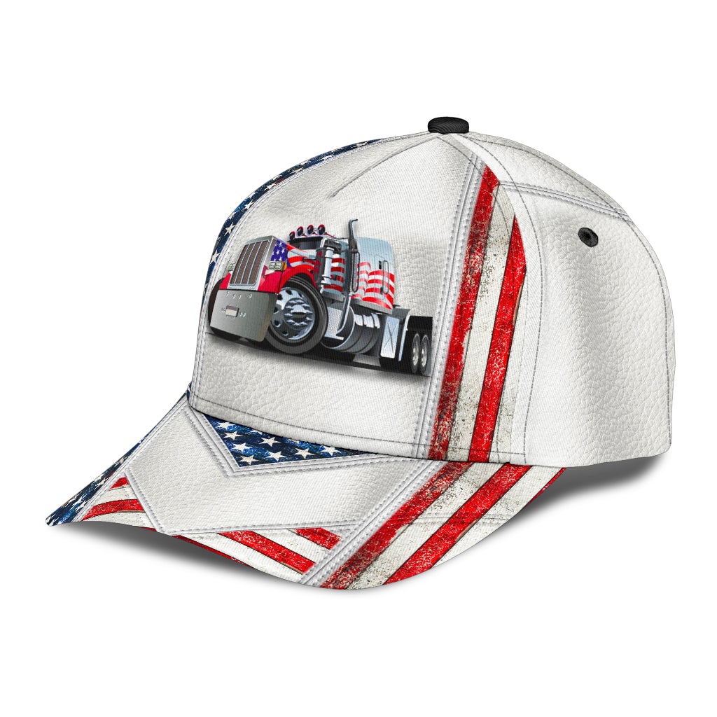 White American Truck Driver Classic Cap For Casual Outfits Vacations And Everyday Styling