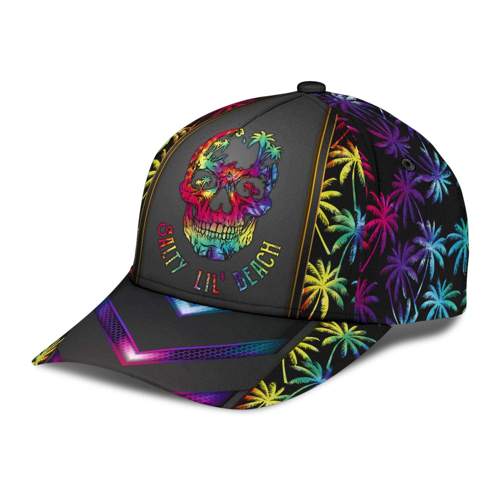 Skull Salty Beach Summer Classic Cap For Outdoor Adventures Festivals And Casual Wear