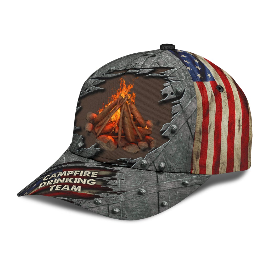 Campfire Drinking Team Camping Fun Classic Cap For Outdoor Adventures Festivals And Casual Wear