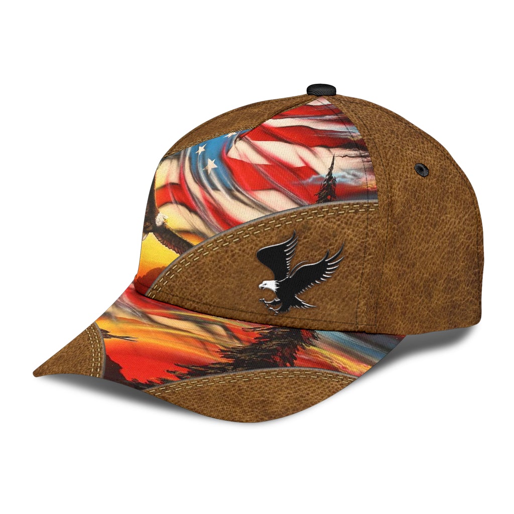 Eagle Love American Leather Pattern Classic Cap For Summer Activities Vacations And Comfortable Daily Wear