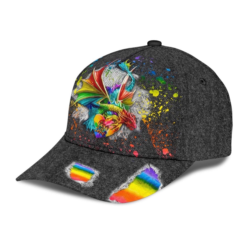 Love Is Love Dragon Jean Pattern Classic Cap For Comfortable Casual Wear Holidays And Outdoor Trips