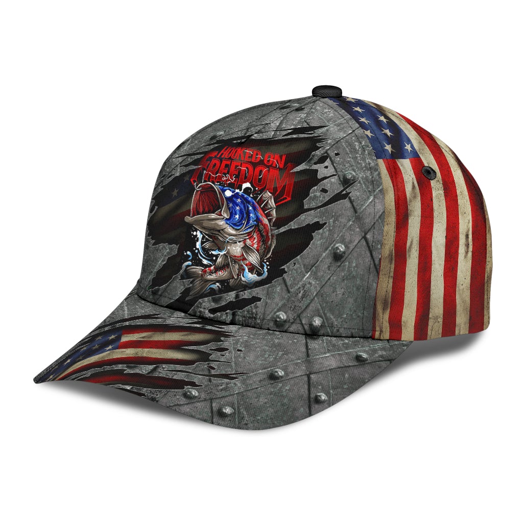 Fishing Hooked On Freedom American Classic Cap For Summer Activities Vacations And Comfortable Daily Wear