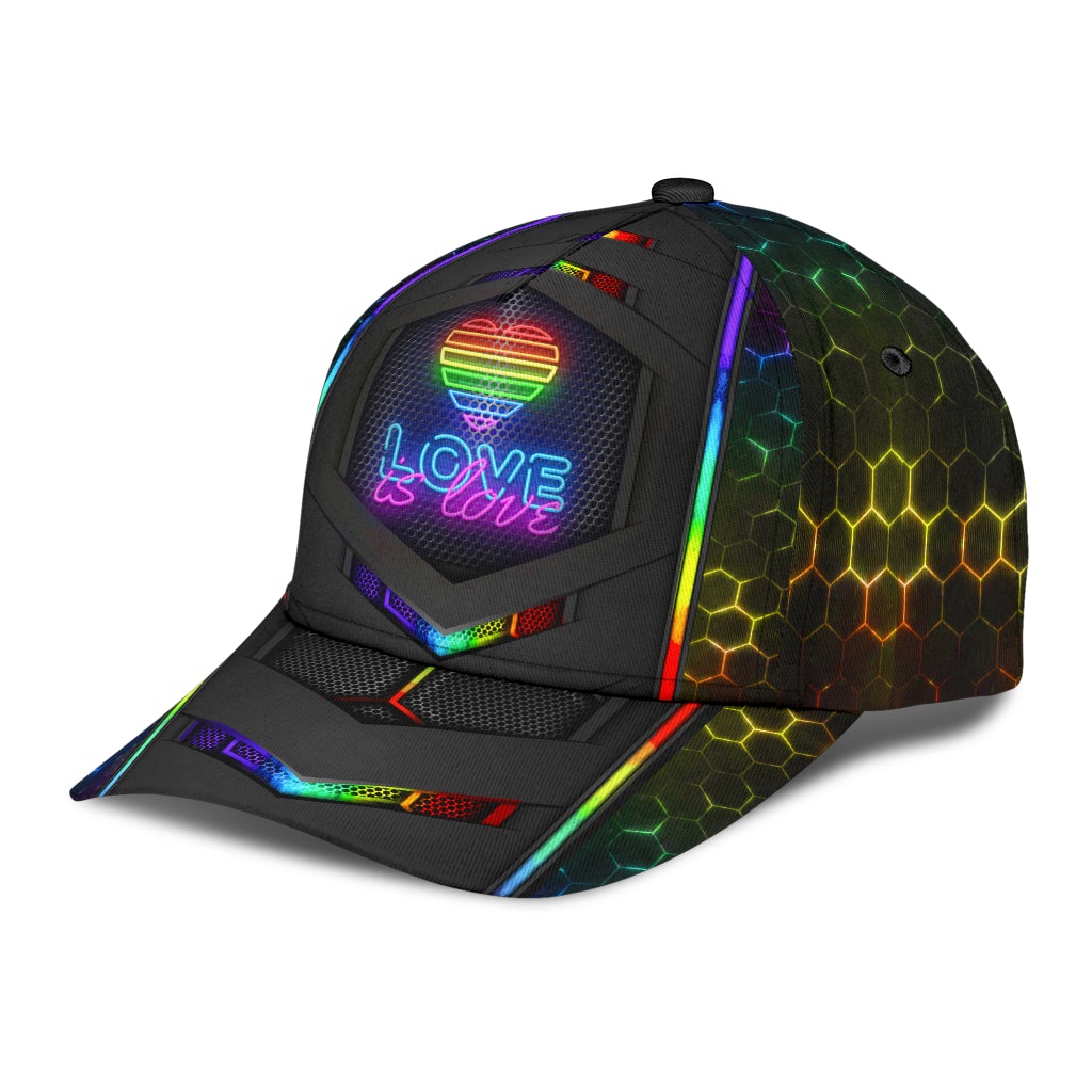 LGBT Neon Hexagon Pride Glow Classic Cap For Outdoor Events Beach Travel And Relaxed Daily Style