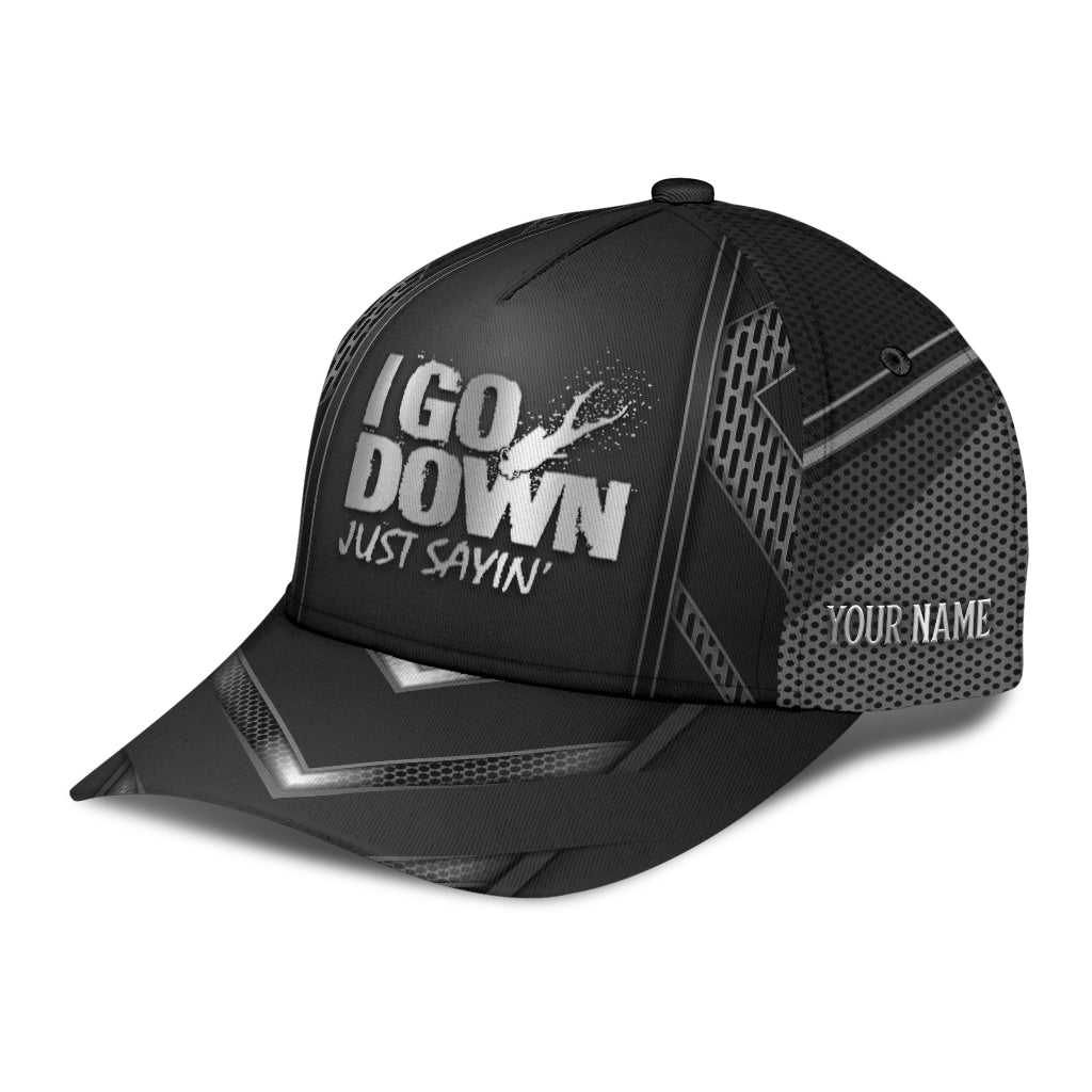 Diving I Go Down Humor Classic Cap For Festivals Vacations Outdoor Fun And Daily Comfort