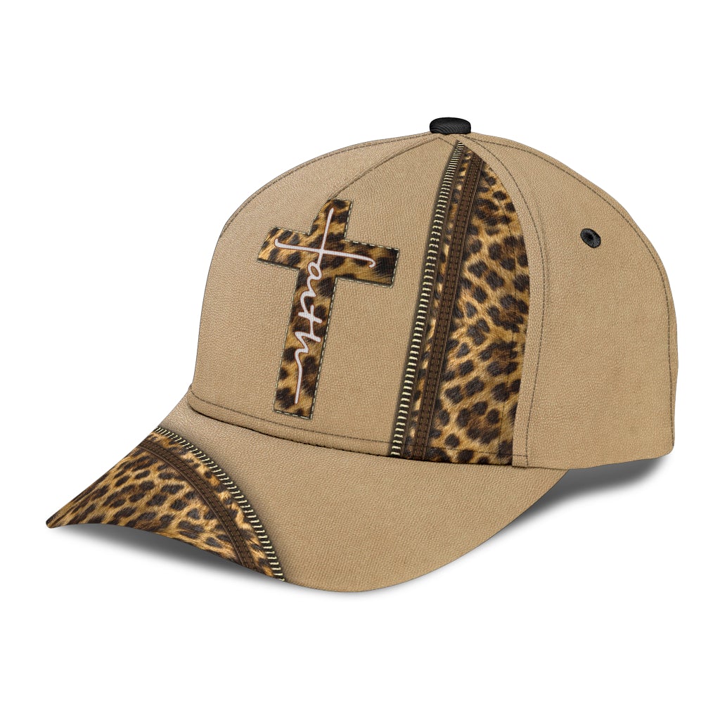 Leopard Faith Cross Classic Cap For Festivals Vacations Outdoor Fun And Daily Comfort