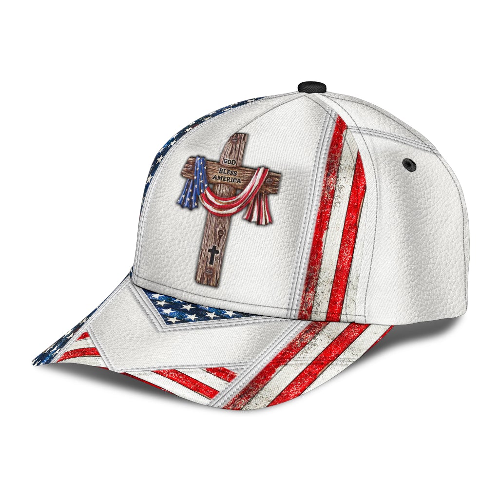 White God Bless America Classic Cap For Casual Styling Holiday Travel And Weekend Adventures