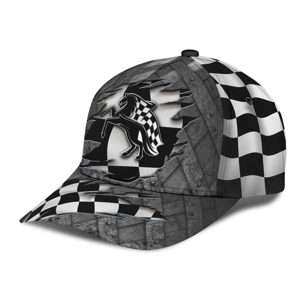 Horse Racing Black Classic Cap For Comfortable Daily Wear Travel And Weekend Outings