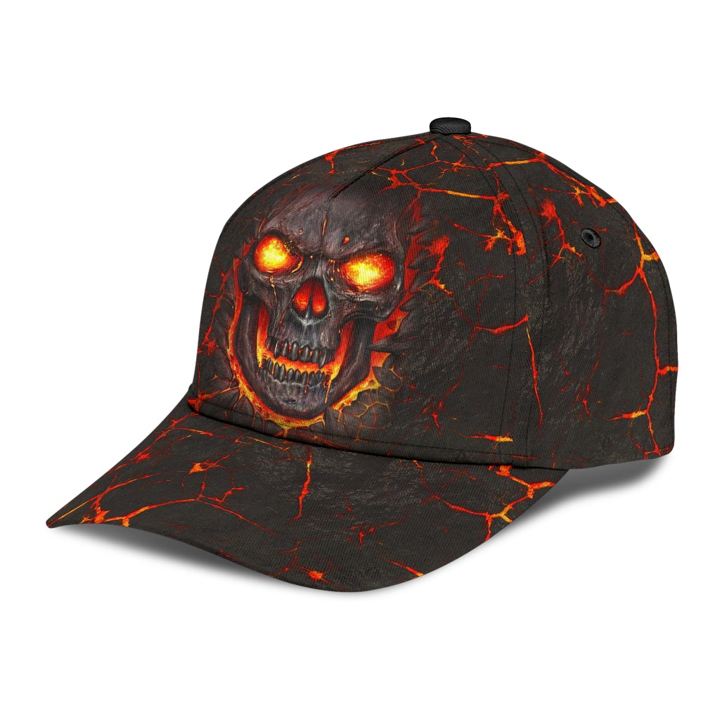 Skull Lava Fire Effect Design Classic Cap For Travel Holidays Parties And Relaxed Casual Styling