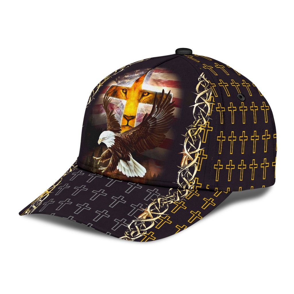 Faith Lion Eagle American Flag Classic Cap For Beach Days Travel And Relaxed Everyday Outfits