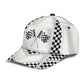 White Leather Racing Pattern Classic Cap For Outdoor Travel Parties And Thoughtful Holiday Gifting