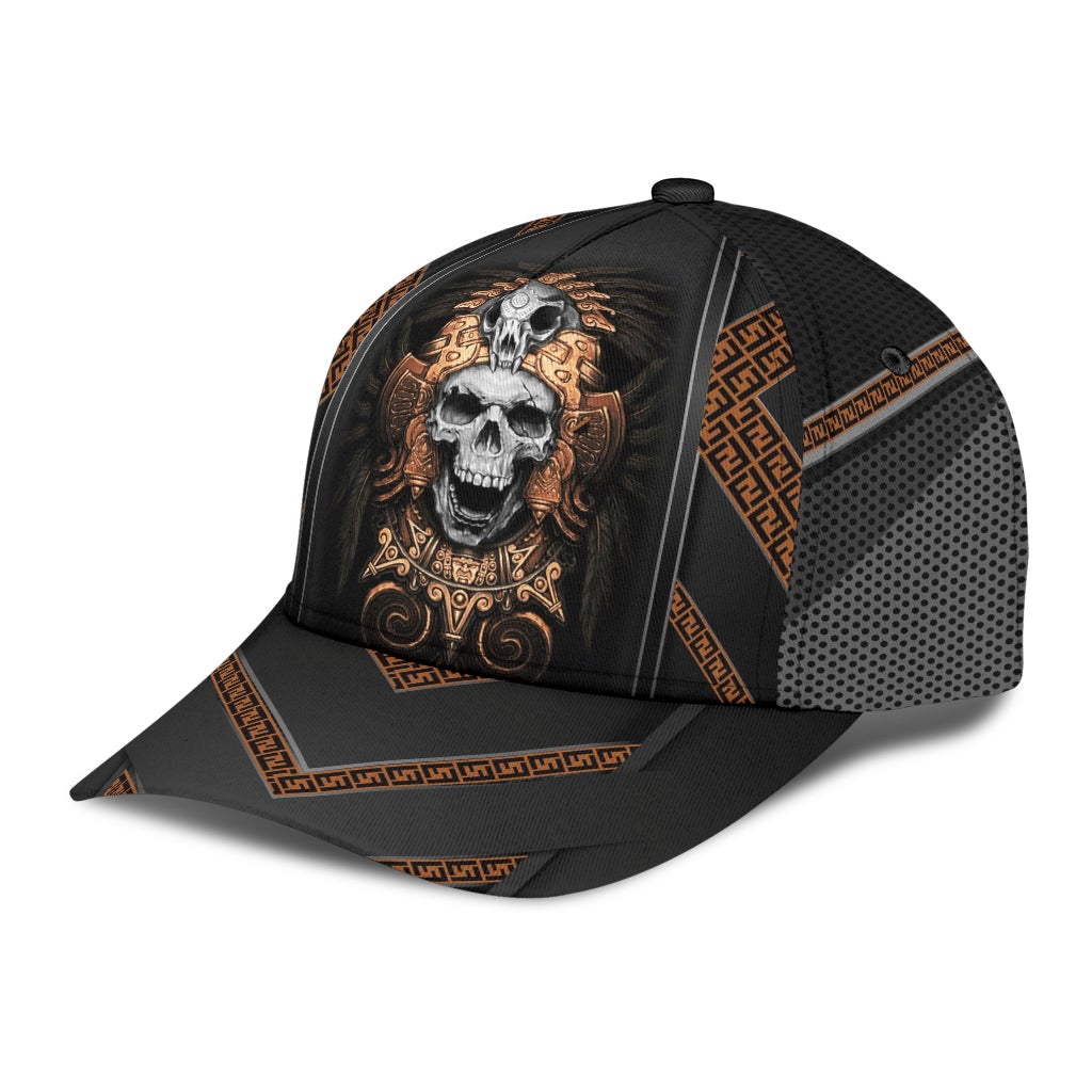 Skull Ancient Greek Pattern Classic Cap For Daily Styling Weekend Travel And Outdoor Activities