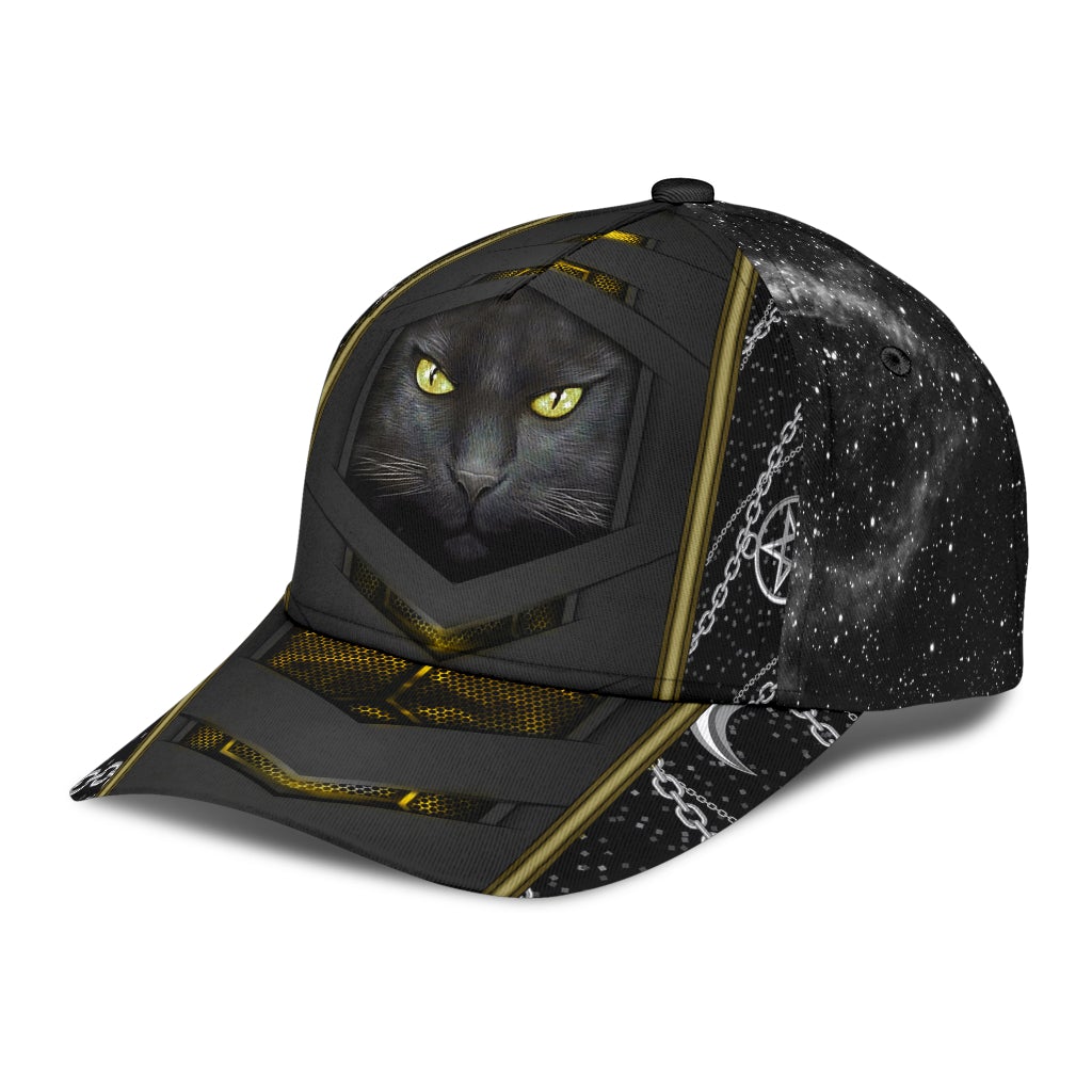 Black Cat Hello Darkness Classic Cap For Coastal Trips Outdoor Activities And Gift Giving