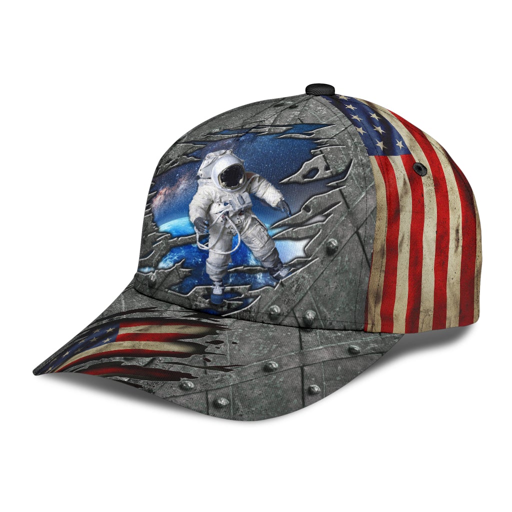 Astronaut American Flag Crack Classic Cap For Festivals Travel Adventures And Casual Gift Giving