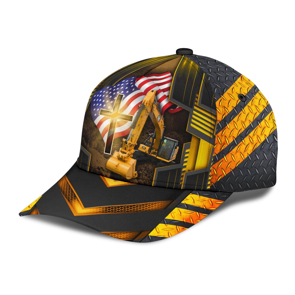 Faith American Flag Excavator Classic Cap For Casual Outfits Vacations And Everyday Styling