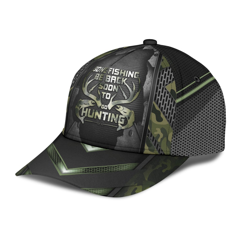 Gone Fishing Back To Hunting Classic Cap For Beach Outings Holidays And Thoughtful Everyday Style
