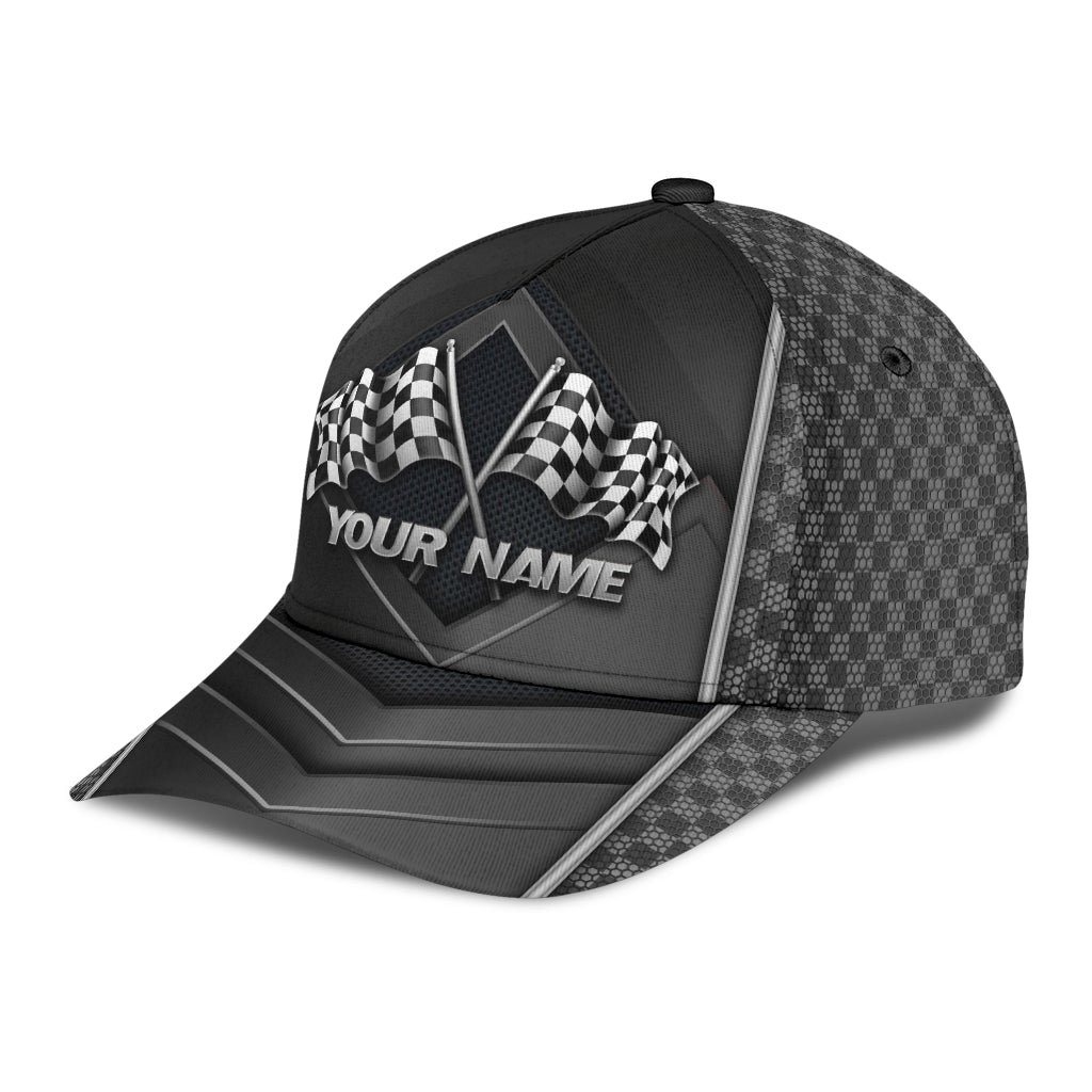 Custom Racing Flag Lover Personalized Name Classic Cap For Beach Days Travel And Relaxed Everyday Outfits
