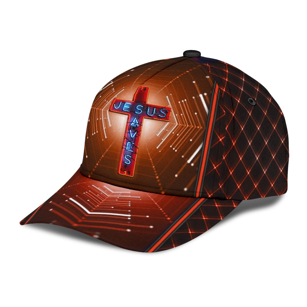 Faith Saves Neon Cross Pattern Classic Cap For Vacation Style Outdoor Activities And Daily Comfort
