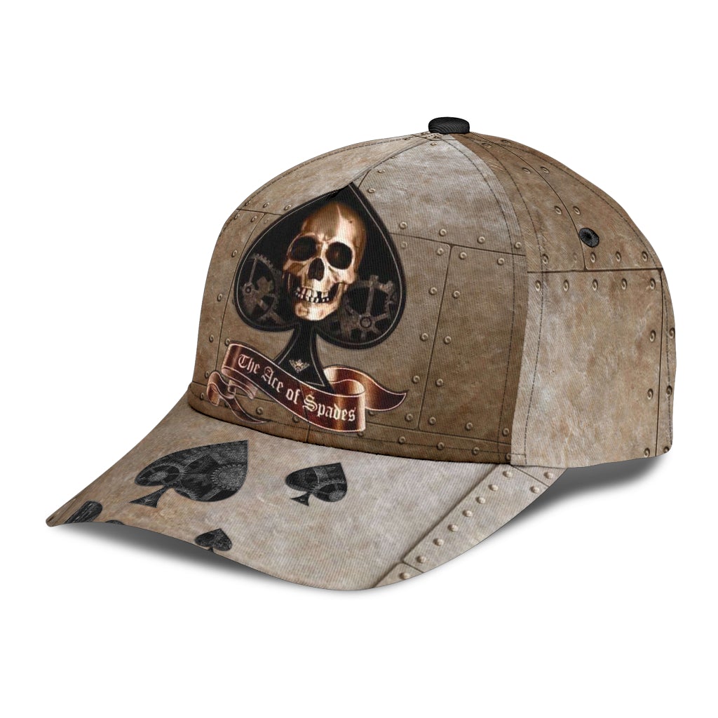 Skull Ace Of Spades Classic Cap For Beach Outings Holidays And Thoughtful Everyday Style