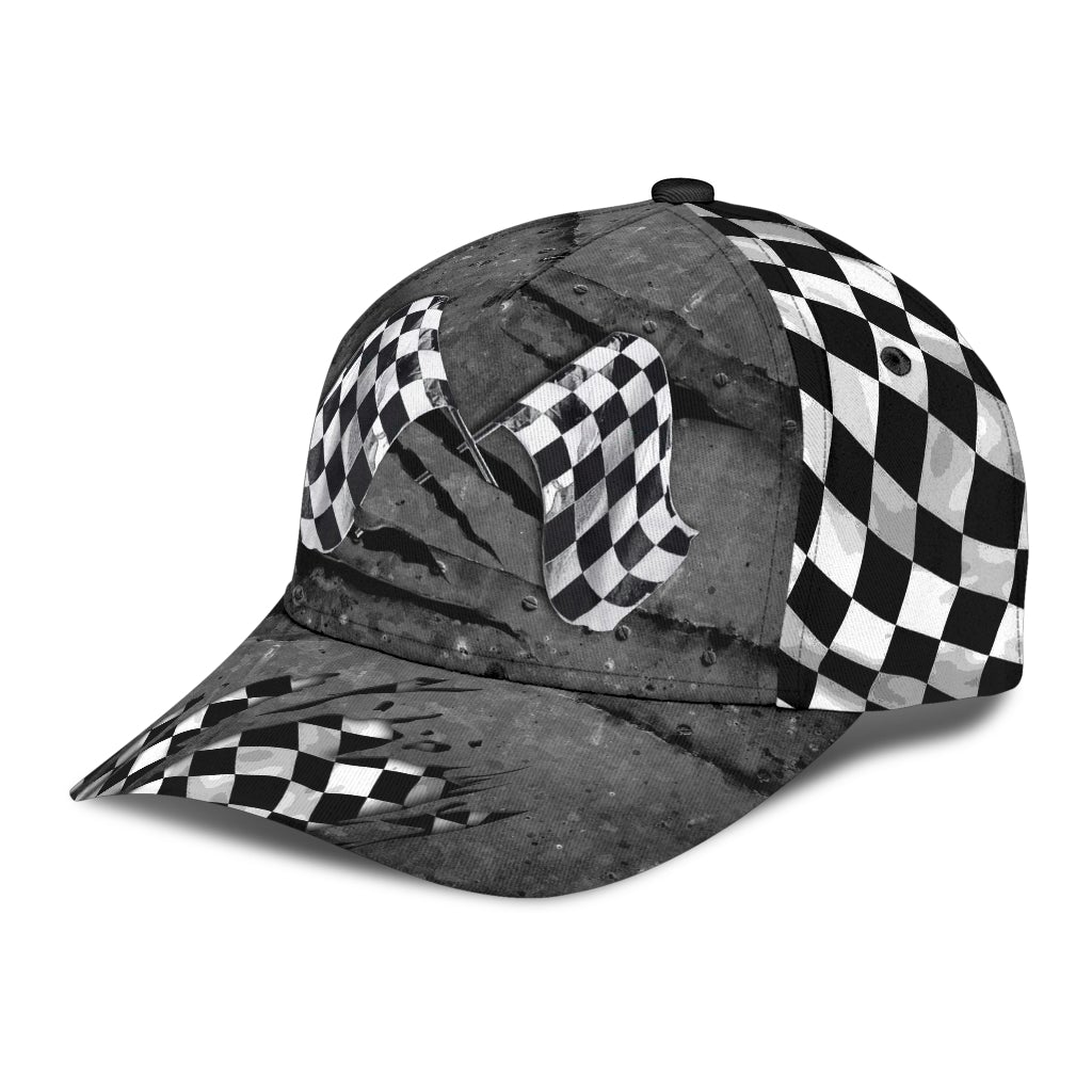 Racing Flag Crack Motorsport Classic Cap For Beach Travel Outdoor Events And Relaxed Casual Wear