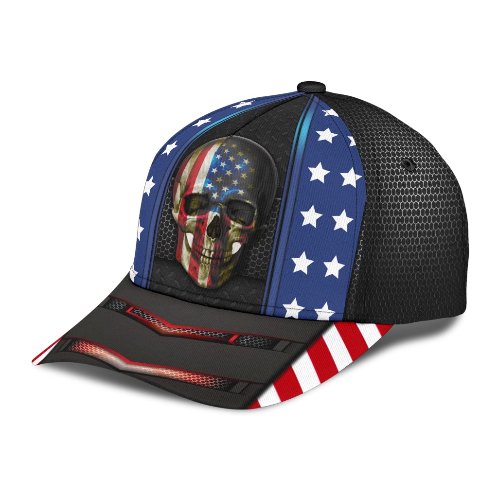 American Skull Carbon Pattern Classic Cap For Everyday Accessories Vacations And Outdoor Fun