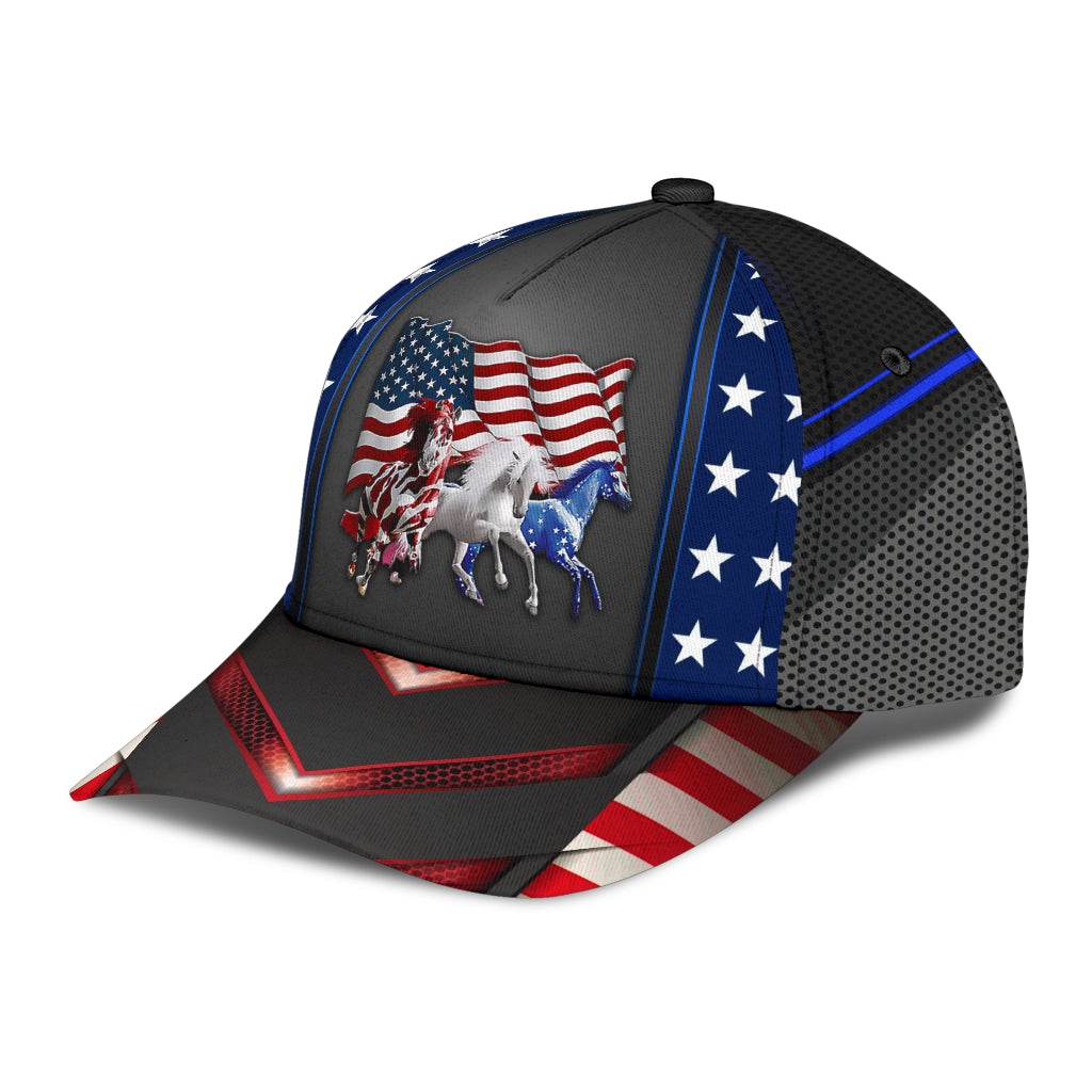 Horse Proud American Patriot Classic Cap For Casual Adventures Parties And Seasonal Styling
