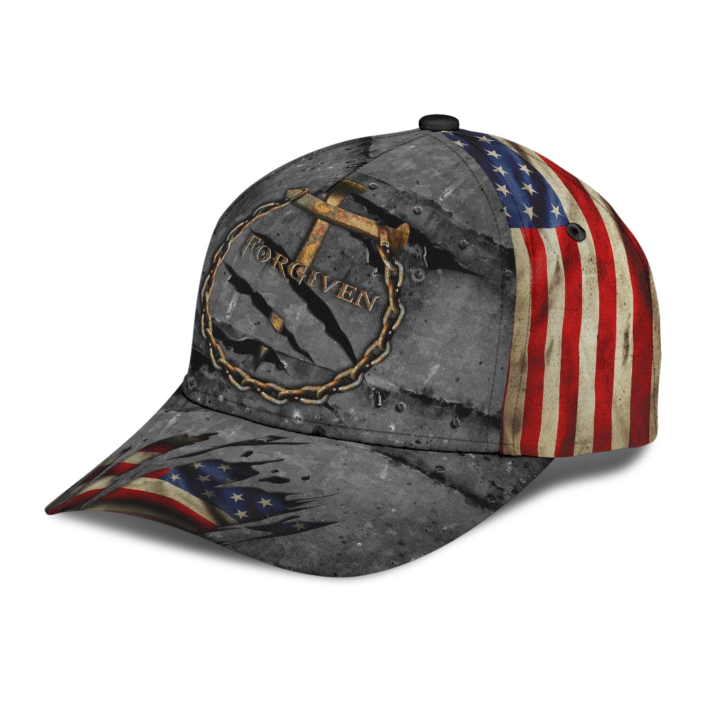 Faith Forgiven American Flag Classic Cap For Vacations Festivals Parties And Everyday Outfits