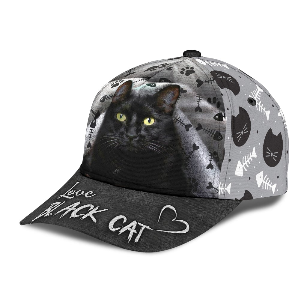Love Black Cat Pet Lover Classic Cap For Festivals Holidays And Comfortable Everyday Wear