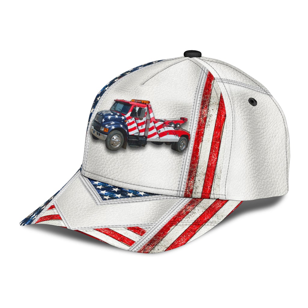 White American Tow Truck Classic Cap For Weekend Adventures Festivals And Gift Giving