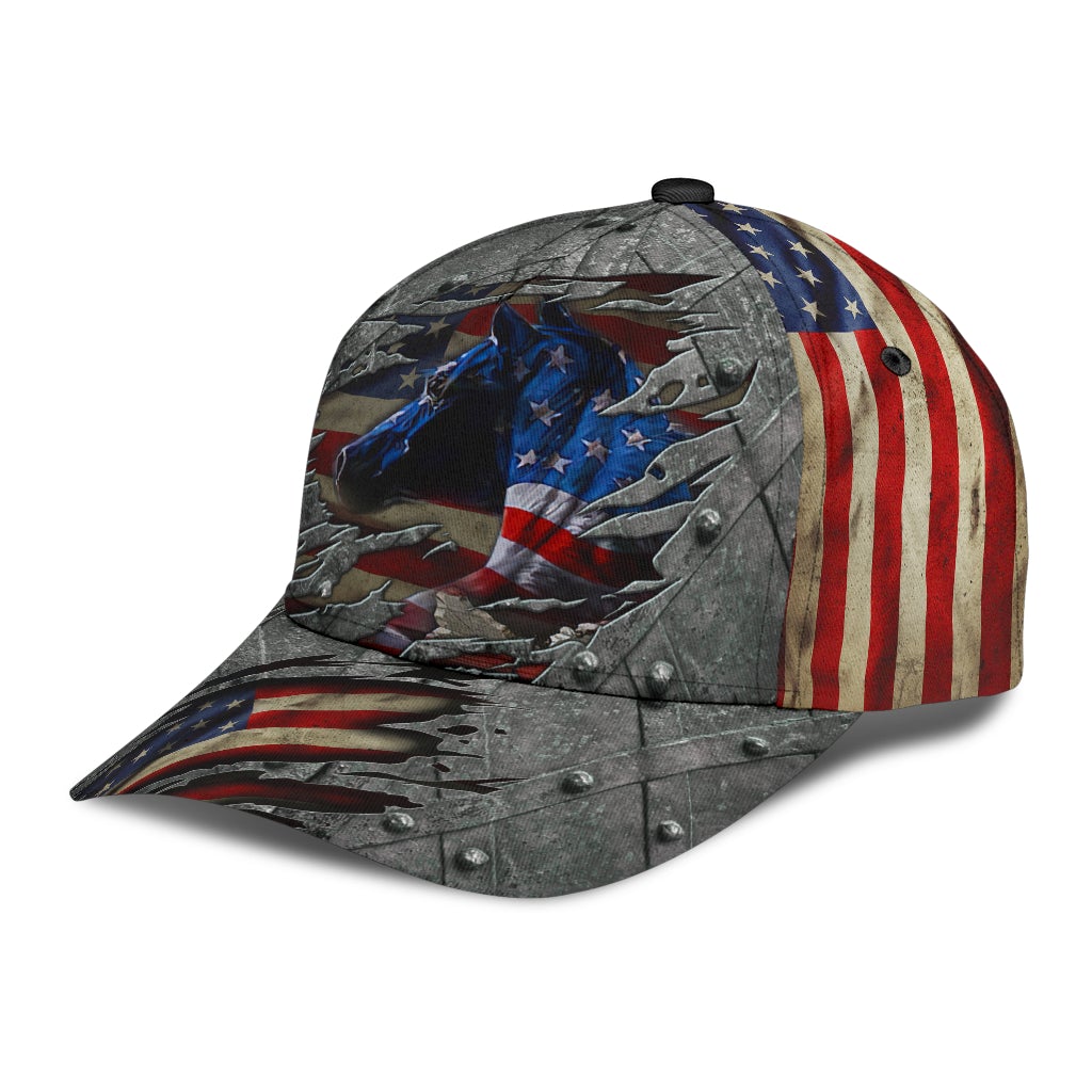 Horse US Flag Patriotic Classic Cap For Daily Outfits Festivals And Thoughtful Gift Giving
