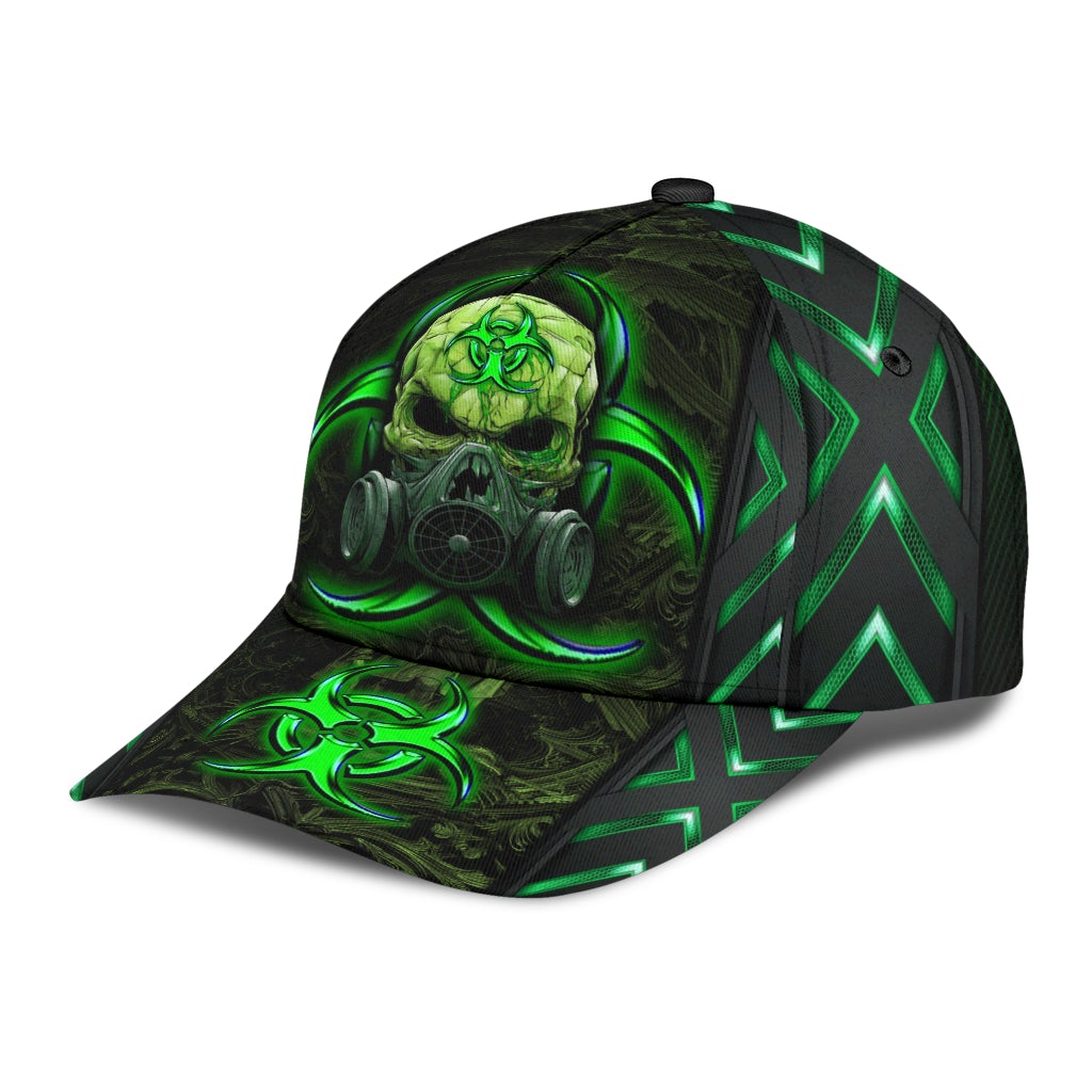 Skull Biohazard Mask Green Classic Cap For Outdoor Events Beach Travel And Relaxed Daily Style