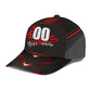 Custom Red Checked Racing Personalized Name Number Classic Cap For Weekend Travel Outdoor Events And Casual Outfits