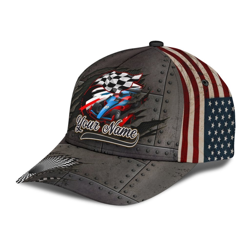 Custom Car Racing Flag Classic Cap For Summer Outings Festivals And Relaxed Daily Wear