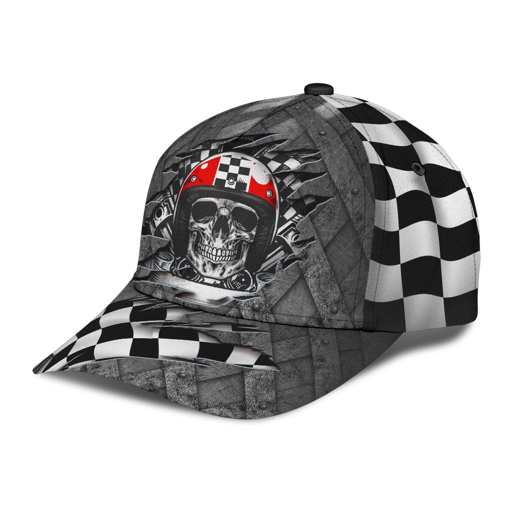 Skull Racing Crack Pattern Classic Cap For Casual Styling Beach Days And Weekend Adventures