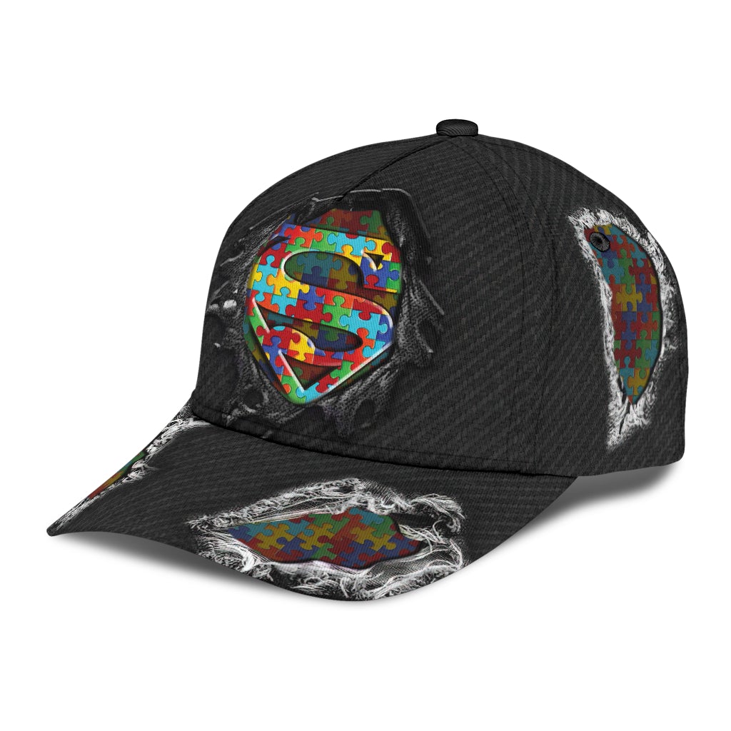Autism Jean Pattern Awareness Classic Cap For Everyday Outfits Coastal Travel And Gift Giving