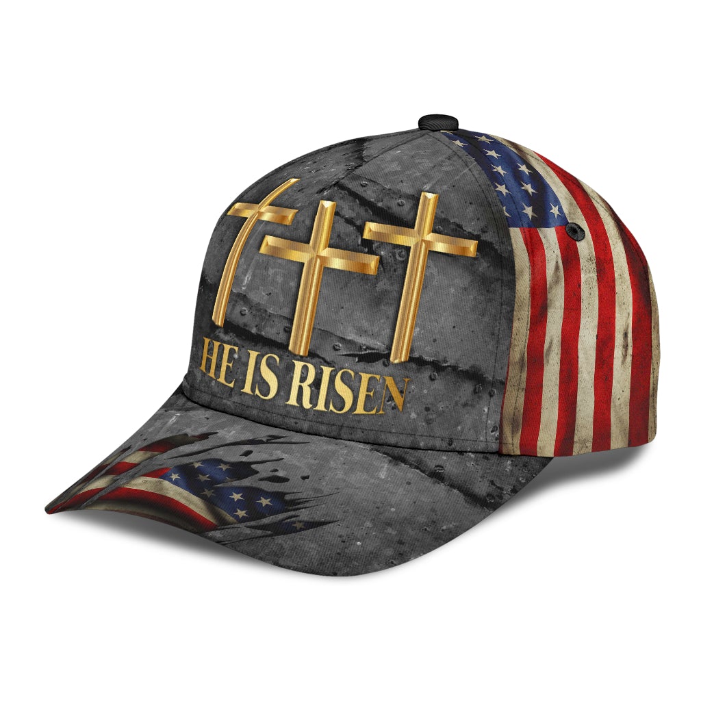 He Is Risen Jesus American Faith Classic Cap For Daily Wear Travel And Outdoor Activities