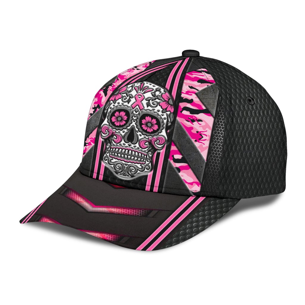 Skull Breast Cancer Awareness Support Classic Cap For Outdoor Events Beach Travel And Relaxed Daily Style