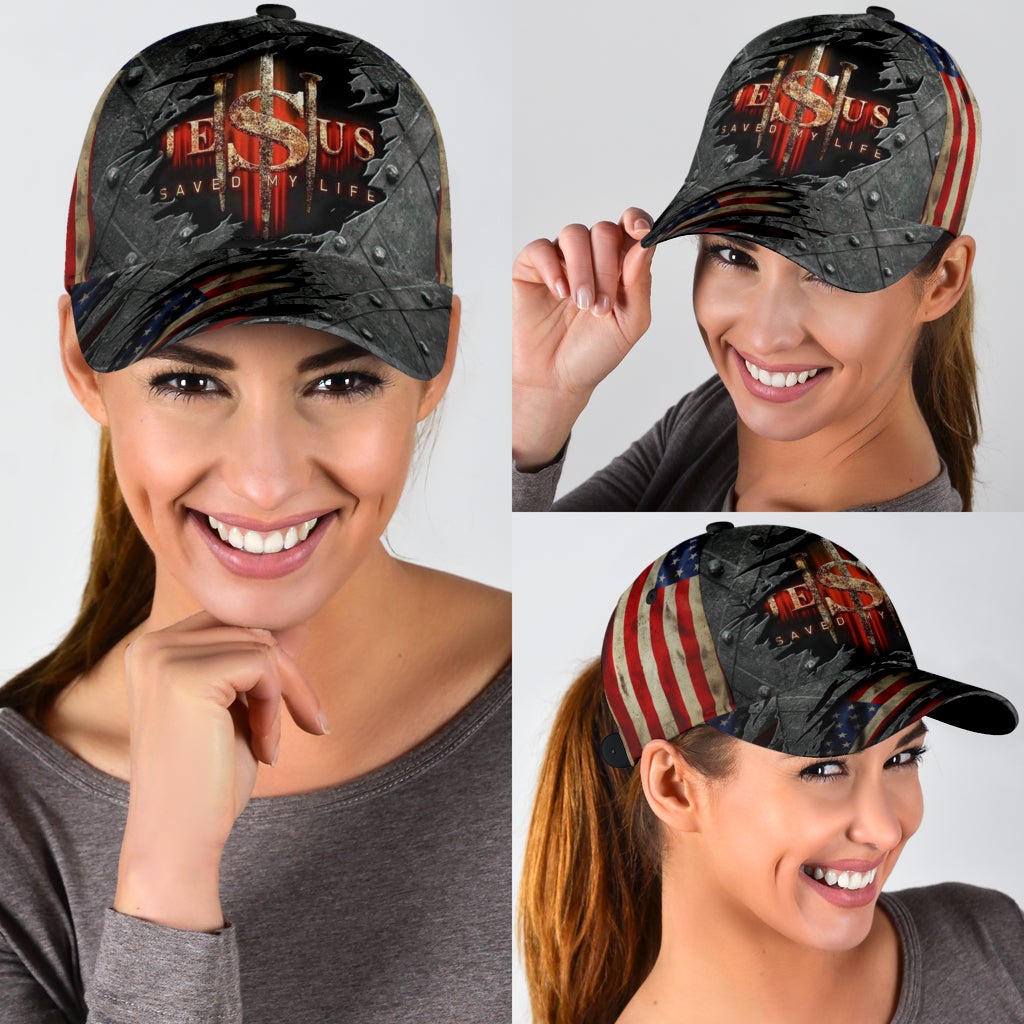 Faith Saved My Life Crack American Flag Classic Cap For Weekend Travel Outdoor Events And Casual Outfits