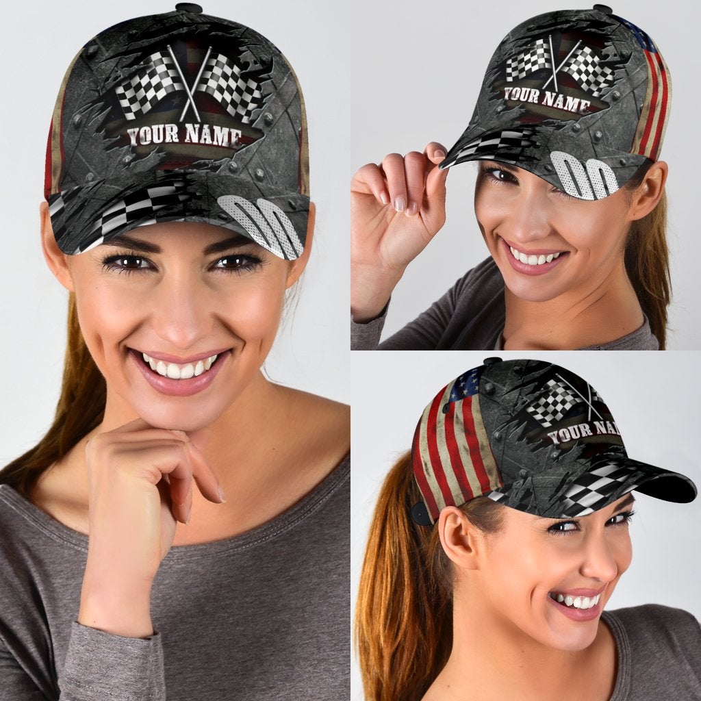 Custom Crack Racing Personalized Name Number Classic Cap For Summer Vacations Parties And Outdoor Events