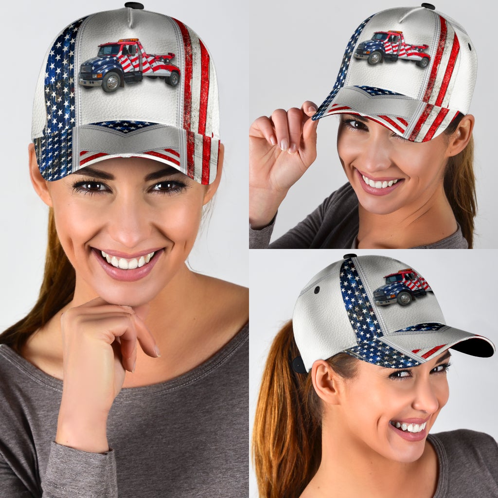 White American Tow Truck Classic Cap For Weekend Adventures Festivals And Gift Giving
