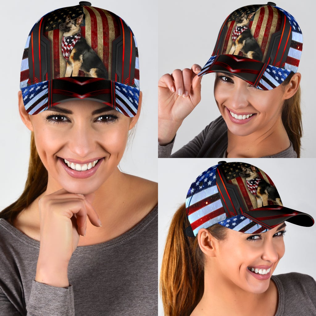 Proud American German Shepherd Classic Cap For Beach Travel Outdoor Events And Relaxed Casual Wear