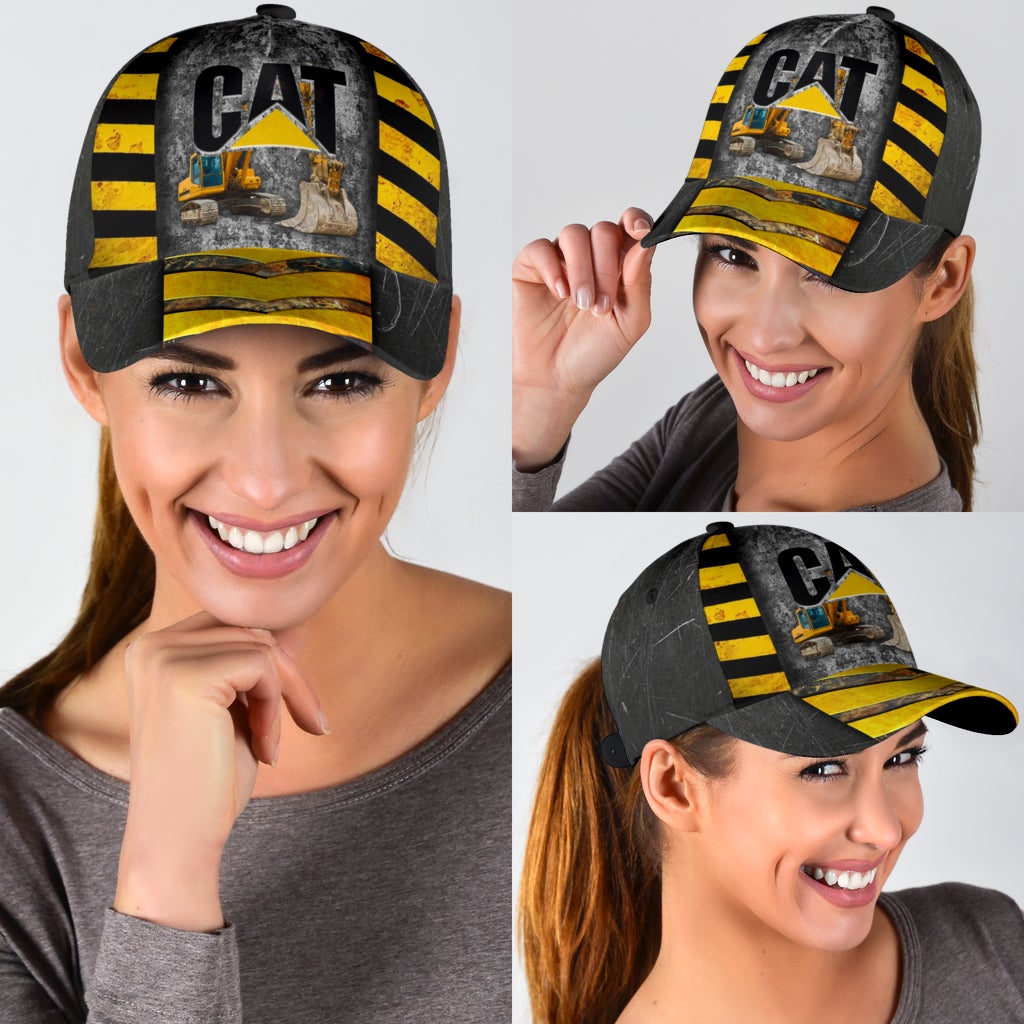 Cat Excavator Funny Work Machine Classic Cap For Daily Styling Weekend Travel And Outdoor Activities
