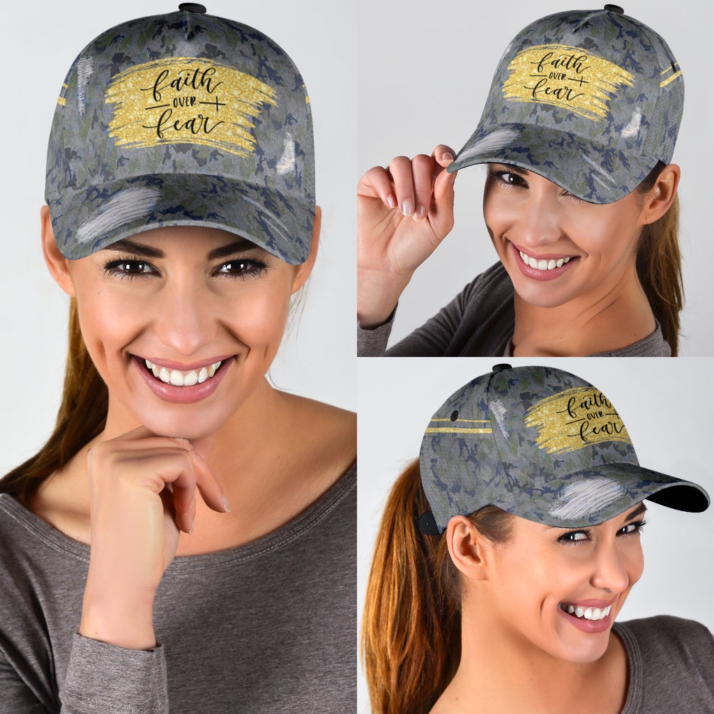 Faith Over Fear Camo Classic Cap For Summer Activities Vacations And Comfortable Daily Wear