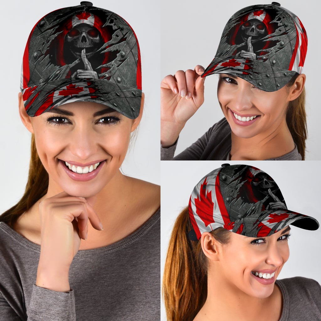 Skull Canada Flag Classic Cap For Festivals Vacations Outdoor Fun And Daily Comfort