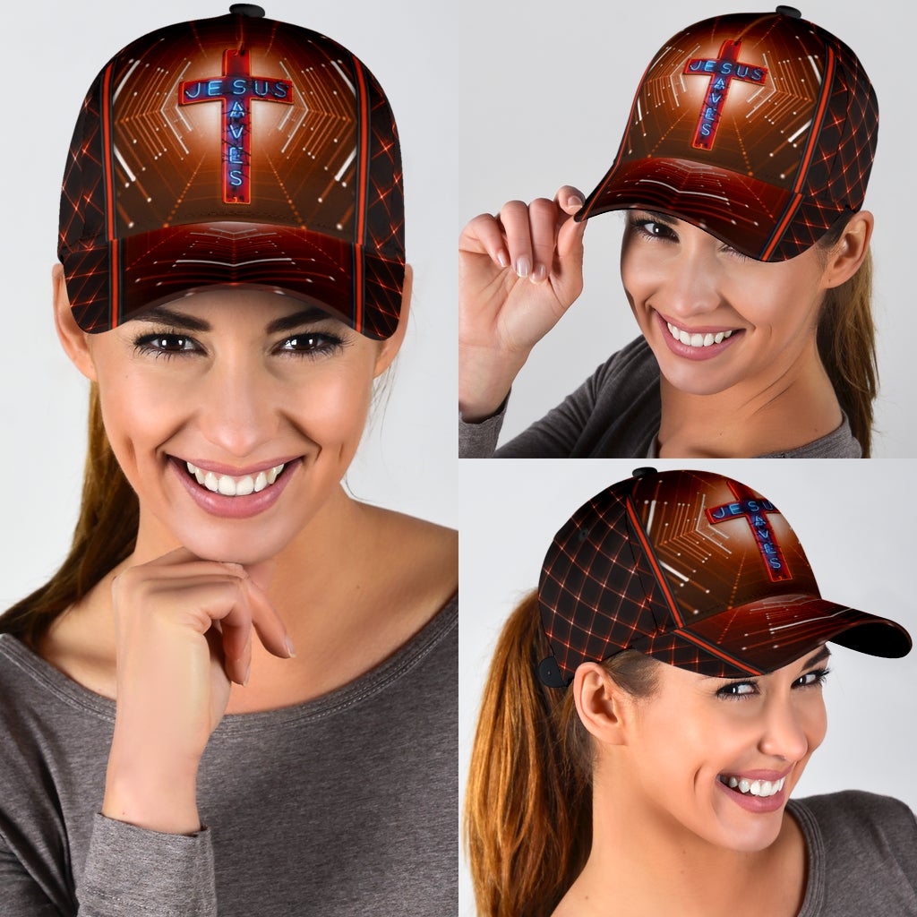 Faith Saves Neon Cross Pattern Classic Cap For Vacation Style Outdoor Activities And Daily Comfort
