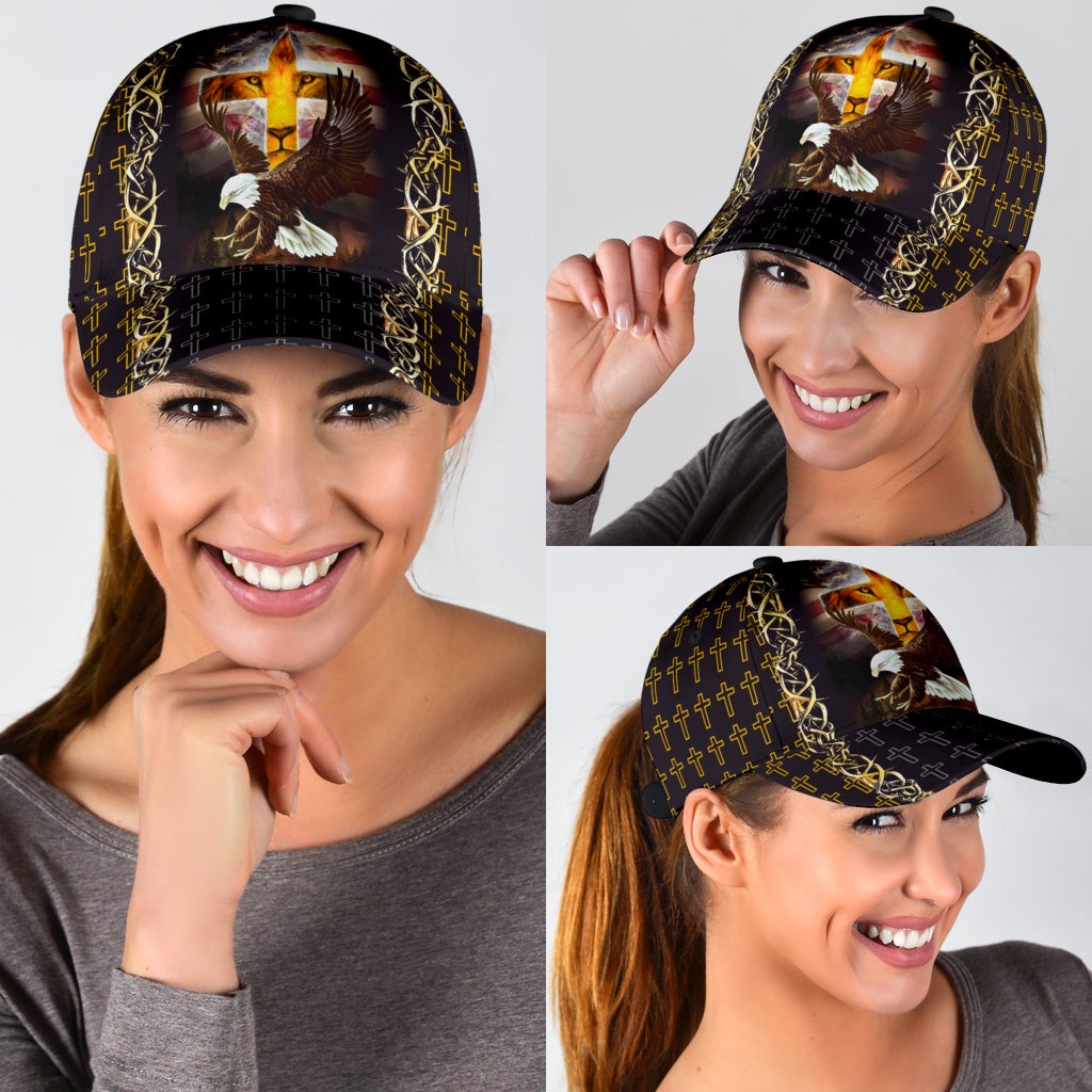 Faith Lion Eagle American Flag Classic Cap For Beach Days Travel And Relaxed Everyday Outfits