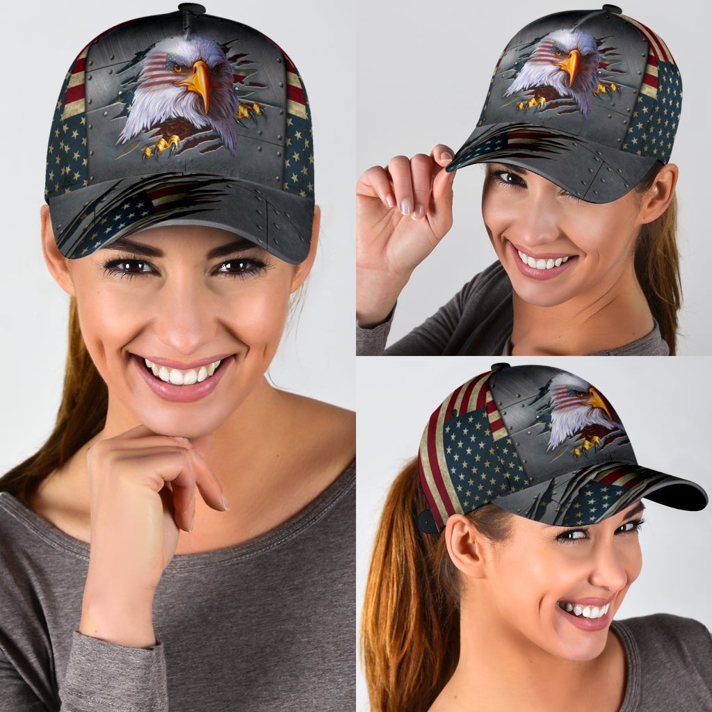 Eagle Proud American Flag Classic Cap For Casual Outfits Vacations And Everyday Styling