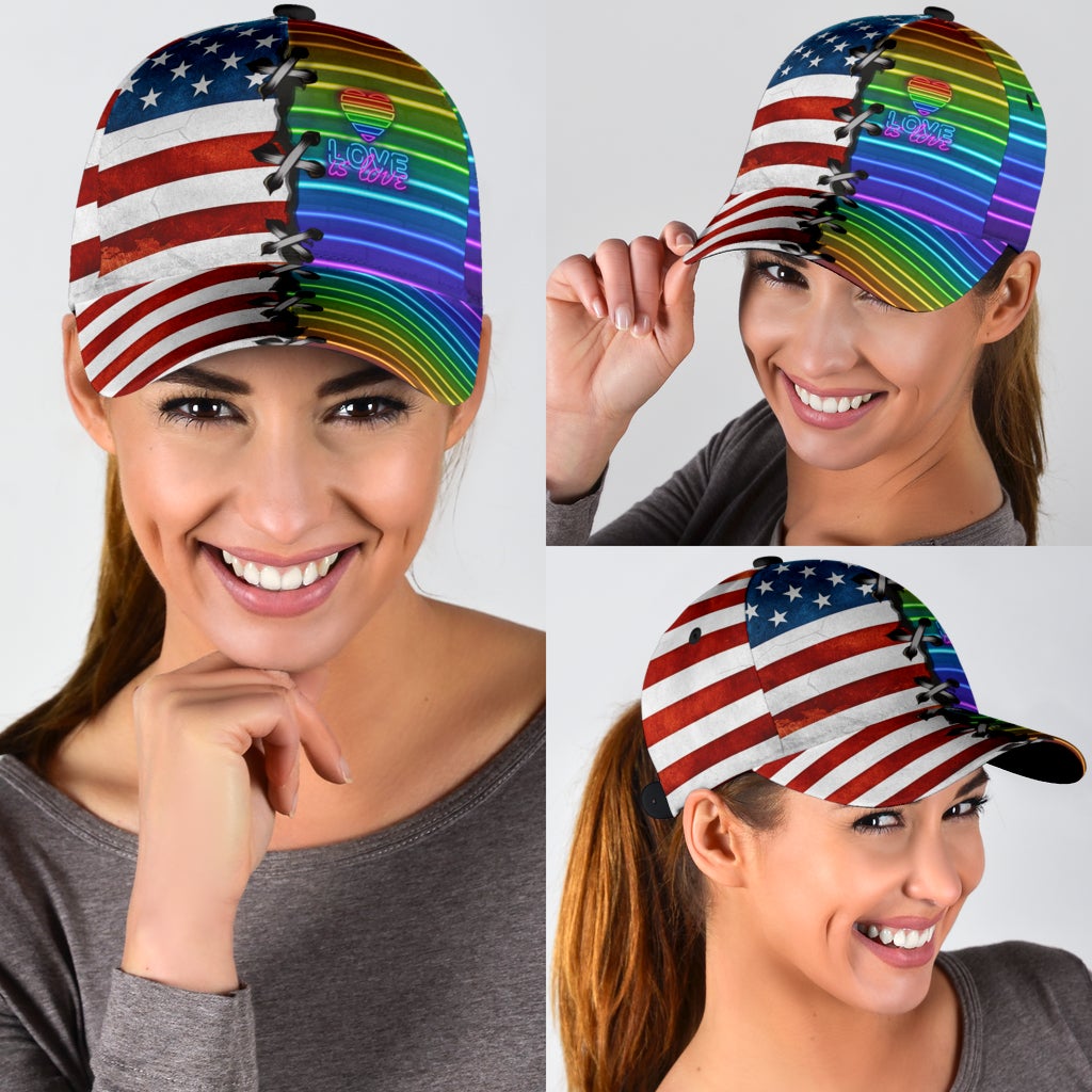Love Is Love US Flag Pride Classic Cap For Parties Vacations And Relaxed Daily Outfits